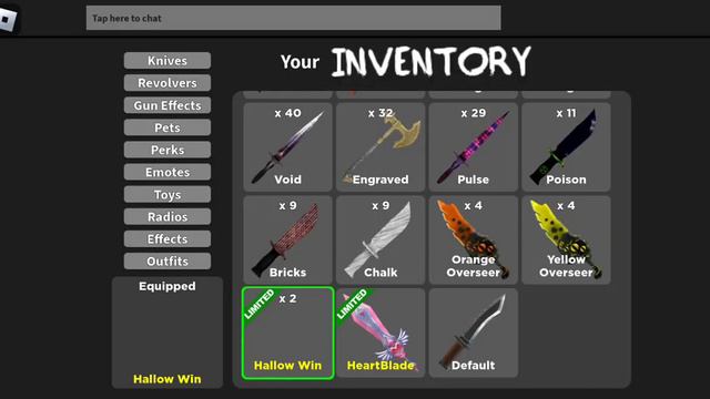 как выглядит нож под названием Hallow Win в 6v6 MM2 смотреть онлайн