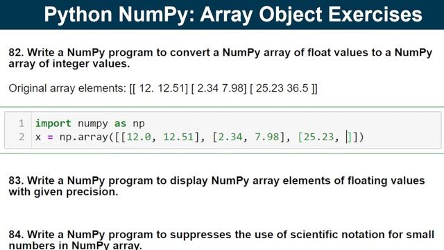 Python NumPy Exercises | NumPy: Array Object I Python For Beginners #education #python #livecoding смотреть онлайн