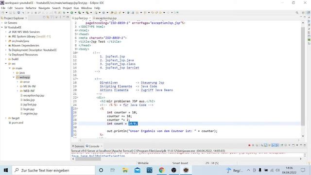 Java EE Jsp page Direktiven | Java EE Tutorial deutsch смотреть онлайн