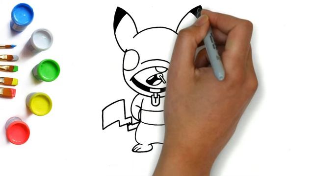 Леон из brawl stars в скине Пикачу, как нарисовать персонажа из игры Браво Старс, рисунки для детей смотреть онлайн