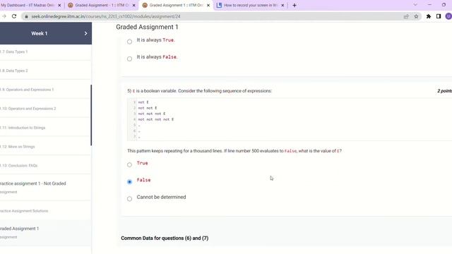 Python Graded Assignment 1 IITM Online Degree смотреть онлайн
