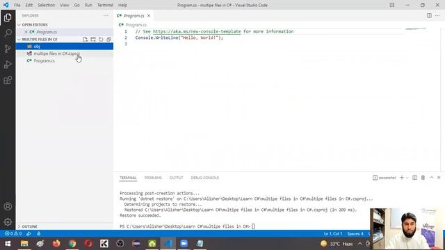 Adding new C# class file in Visual Studio Code | Could not locate .NET Core project | Hindi смотреть онлайн