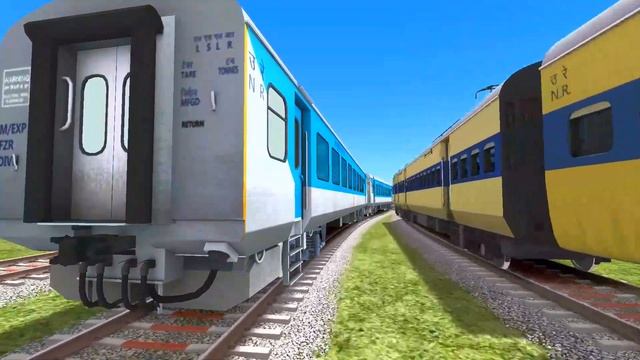 SEVEN TRAINS CROSSING ON BUMPY BRANCHED TRACKS?TRAIN GAME | TRAIN ANIMATION | train simulator смотреть онлайн