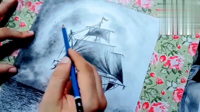 How to Draw a ||moonlight ship, Scenery|| With charcoal pencil Realistic sketch , night sky смотреть онлайн