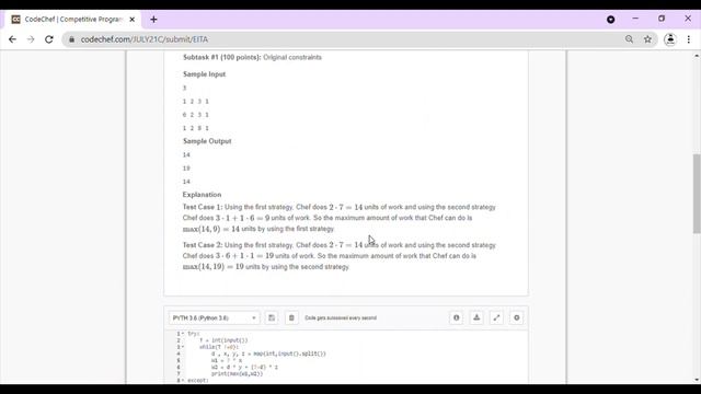 Maximum Production | July Long Challenge 2021 | Codechef Solution | Python #codechef#python#code смотреть онлайн