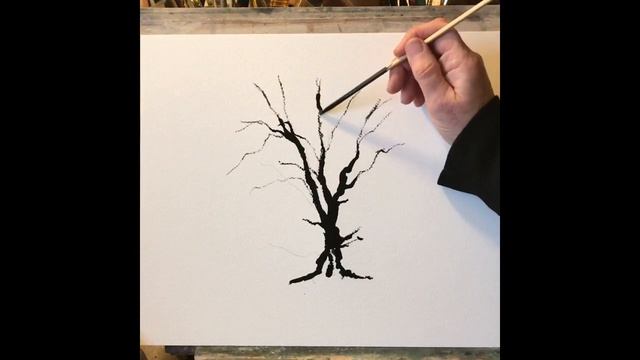 Ink & Stick Pen Drawing Demonstration Tutorial, Part 1. смотреть онлайн