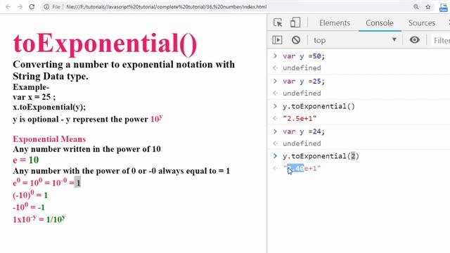 37. Javascript toExponential method in Hindi смотреть онлайн