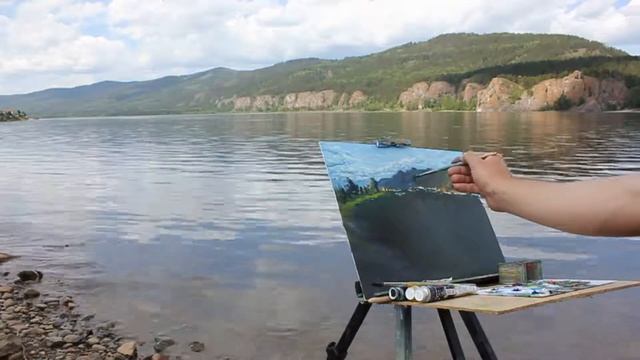Этюд№4 "Енисей. Село Овсянка" живопись маслом с комментариями смотреть онлайн
