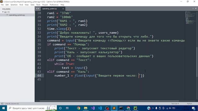 Создаём терминальный симулятор ОС на python часть_2 смотреть онлайн