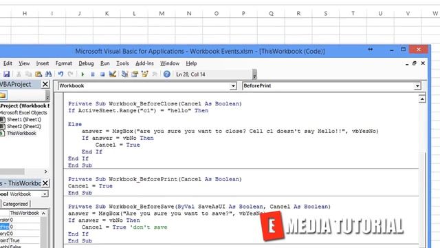 Microsoft Excel Visual Basic for Aplications VBA Tutorial 11 Before Print ✓ E Media TUTORIAL смотреть онлайн