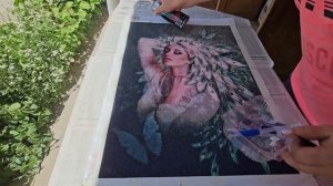 #34 Покрываю лаком Готовую работу. Алмазная мозаика. Квадратные стразы 50х70