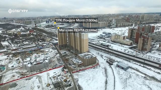 ЖК «Ренессанс» — аэросъемка СПБГуру. Январь 2018. смотреть онлайн