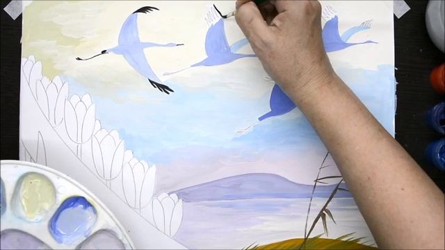 РИСУЕМ ЖУРАВЛЕЙ часть 2 смотреть онлайн