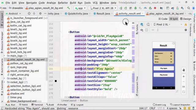 Quiz app in android | level of quiz app in android | Design Result Activity Part 12 смотреть онлайн