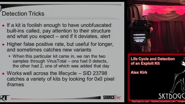 SkyDogCon 2 18 Life Cycle and Detection of an Exploit Kit Alex Kirk смотреть онлайн