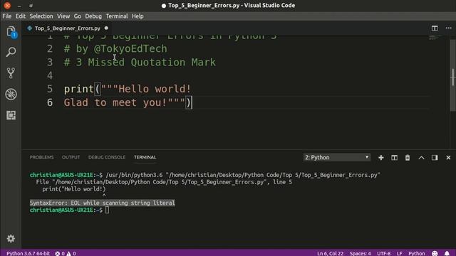 Top 5 Beginner Errors in Python 3 смотреть онлайн