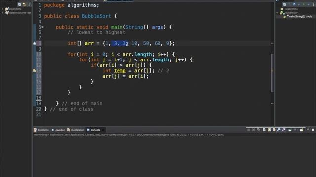 Bubble Sort in Java (5 min) смотреть онлайн