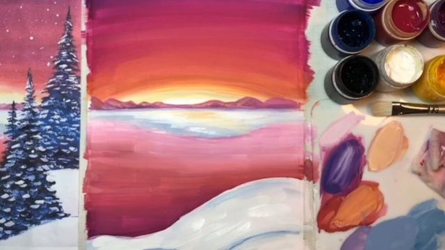 Рисуем зимний пейзаж. смотреть онлайн