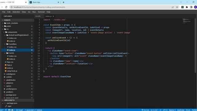 CODING PRACTICE 32 | EVENTS | REACT JS | CCBP 4.O | CCBP смотреть онлайн