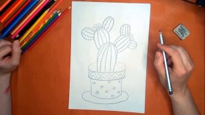 Как нарисовать кактус карандашом. Онлайн-школа рисования «Малевашки»