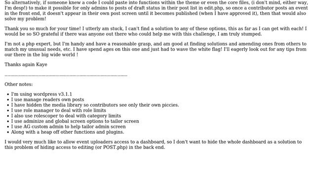 Help! Turn php link data into url OR hide edit link in post admin OR hide drafts for all users... смотреть онлайн