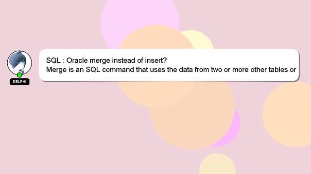 SQL : Oracle merge instead of insert? смотреть онлайн