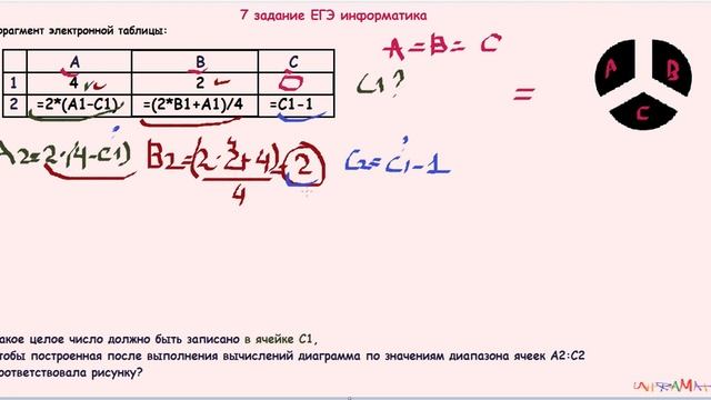 БЫВШЕЕ 7 задание ЕГЭ информатика Дан фрагмент электронной таблицы: Какое целое число должно быть смотреть онлайн