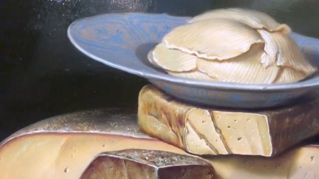 Пономаренко В.С. «Натюрморт с сыром, артишоком и вишней» холст/масло, 40х50 см, id 32821 смотреть онлайн