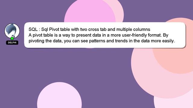 SQL : Sql Pivot table with two cross tab and multiple columns смотреть онлайн