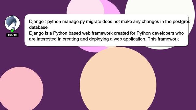 Django : python manage.py migrate does not make any changes in the postgres database смотреть онлайн