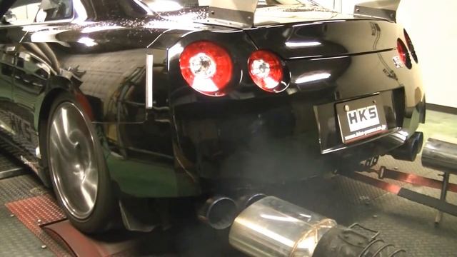 HKS R35 GT R Racing Muffler DYNO TEST with GT1000 TURBINE KIT смотреть онлайн