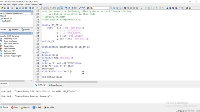 Implementation of JK Flip Flop in VHDL using Xilinx смотреть онлайн