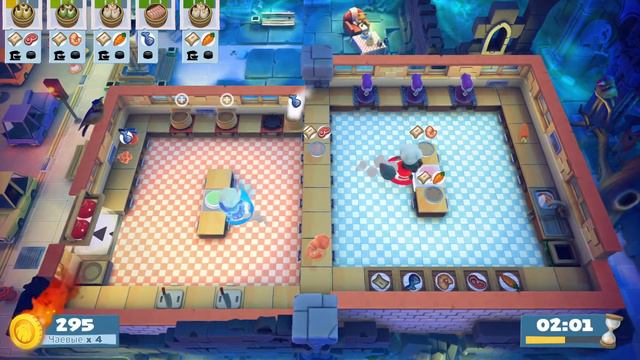 Overcooked 2 Night of the Hangry Horde Уровень Кевин 1 3 звезды, 2 игрока. Co-op смотреть онлайн