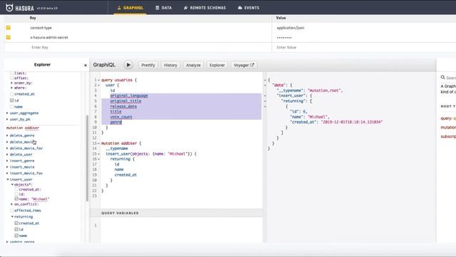 Mutation en GraphiQL con Hasura GraphQL смотреть онлайн