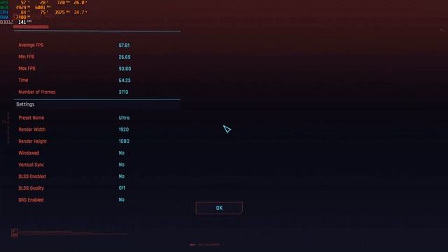 Cyberpunk 2077 1.52 Benchmark - Ultra DLSS ON OFF - RTX 3060 95W HP Victus смотреть онлайн