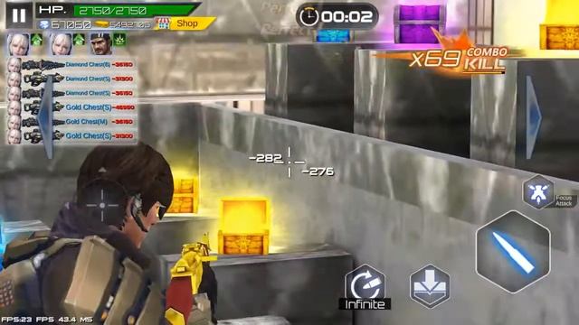 Gun War: Shooting Games [endless/150 combo + treasure/262 gems + campaing/legend 39-40-41 + quest] смотреть онлайн