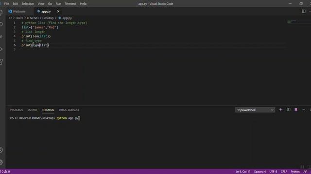 Python find length and type of a list example (Under 1 minute) смотреть онлайн