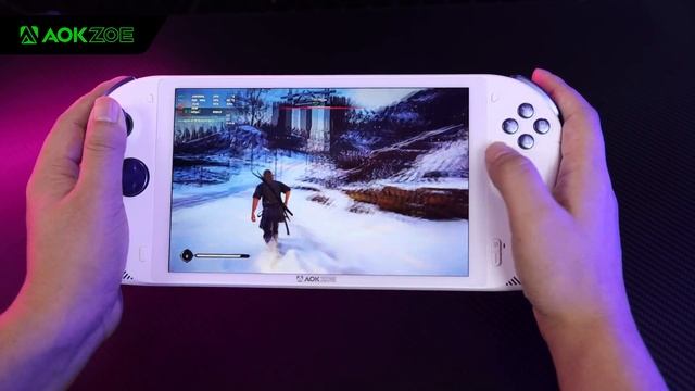Aokzoe A1 Pro plays Assassin's Creed Valhalla game demo смотреть онлайн