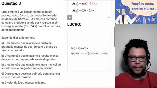 Determinando funções para o custo, receita e lucro de uma operação смотреть онлайн