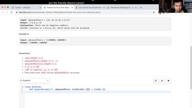 1743. Restore the Array From Adjacent Pairs (Leetcode Medium) смотреть онлайн