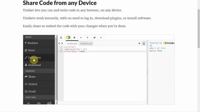 Python on-line - trinket смотреть онлайн