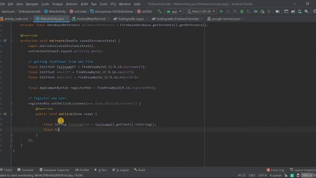 Firebase Tutorials in Android Studio | Sending data to Firebase Realtime Database | Part - 3 смотреть онлайн