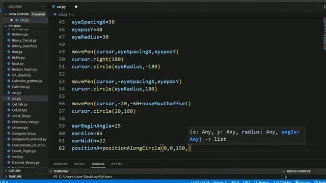 Draw Cat |Full Python code||Python turtle смотреть онлайн