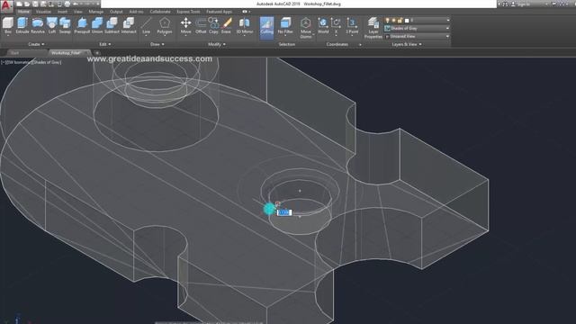 สอน AutoCAD 3D 2019 การลบมุมให้วัตถุ 3 มิติ ด้วยคำสั่ง Fillet Edge смотреть онлайн