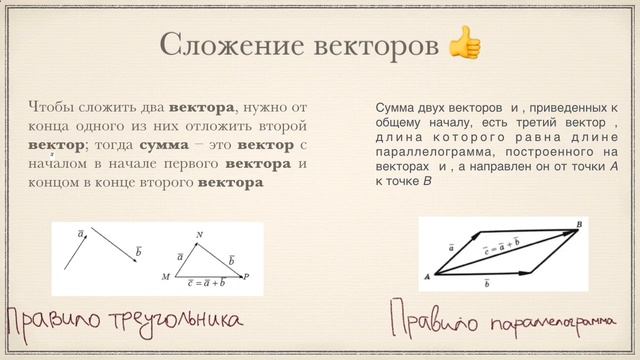 Понятие вектора. Сложение и вычитание векторов. Умножение вектора на число смотреть онлайн