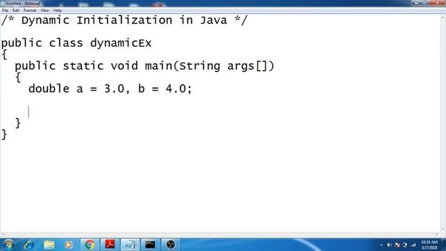 Dynamic Initialization Example In Java Program смотреть онлайн