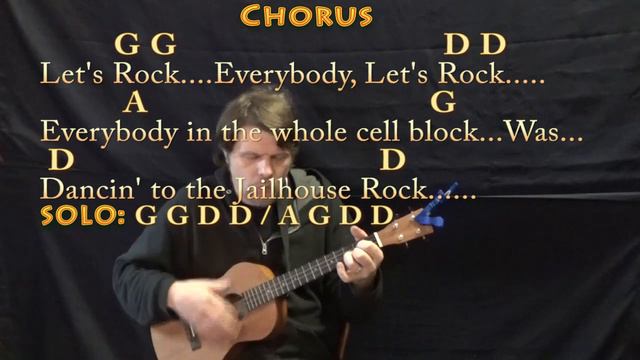 Jailhouse Rock (Elvis) Bariuke Cover Lesson in D with Chords/Lyrics смотреть онлайн