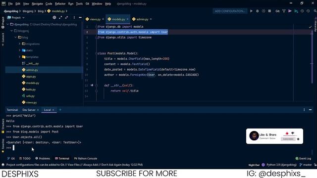 Database in Django | Tutorial | Django Blog |Part 5 смотреть онлайн