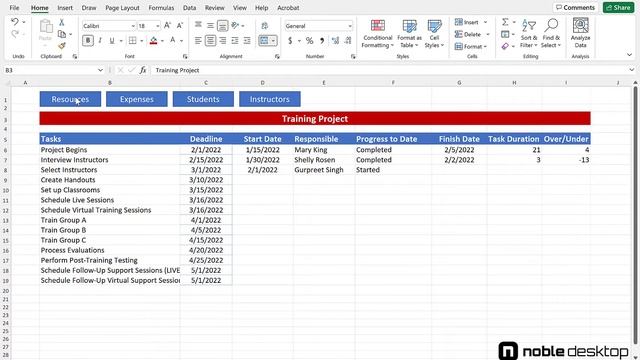 Excel Video Tutorial: Touring the Project Workbook смотреть онлайн