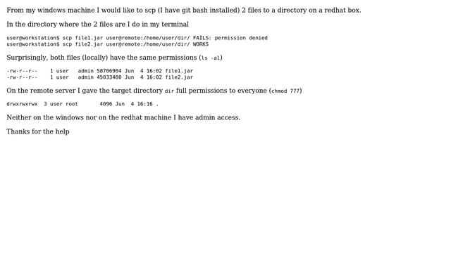 Unix & Linux: scp permission denied for single file смотреть онлайн